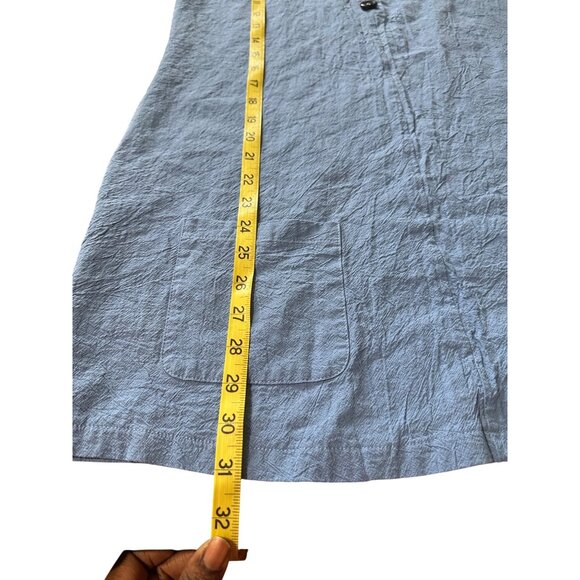 Casual Loose A Line Sleeveless Blue Button Detail Tunic Dress With Pockets Sz M - Picture 7 of 9